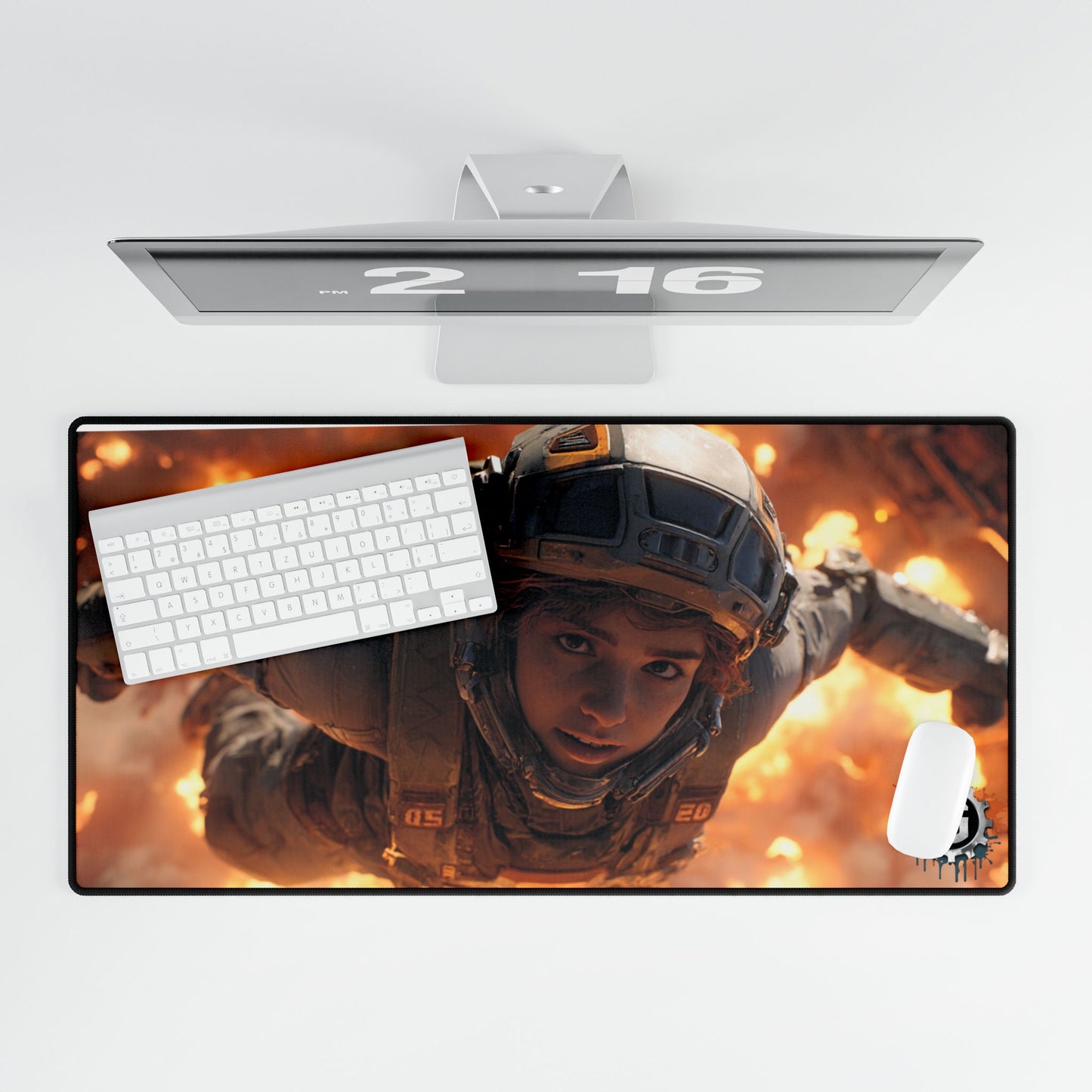 Gamer Desk Mat — Action Soldier Explosion Gaming Mousepad