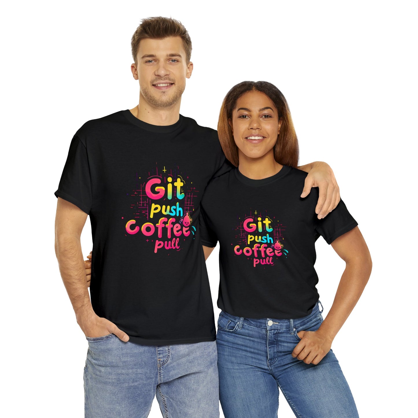 Git Push Coffee Pull Unisex Heavy Cotton Tee