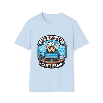 AI's Blocked, Can't Brain - Geeky Threads Unisex Softstyle T-Shirt