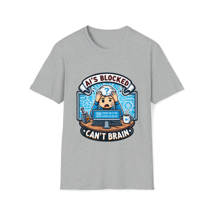 AI's Blocked, Can't Brain - Geeky Threads Unisex Softstyle T-Shirt