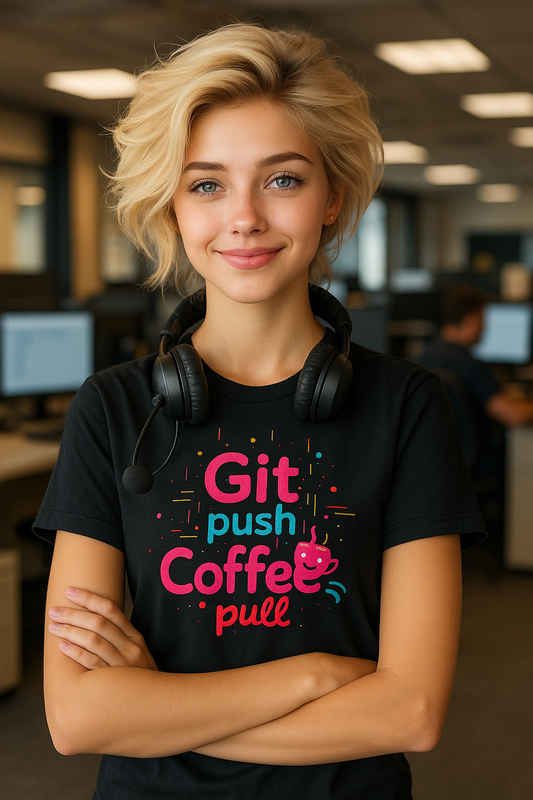 Git Push Coffee Pull Unisex Heavy Cotton Tee