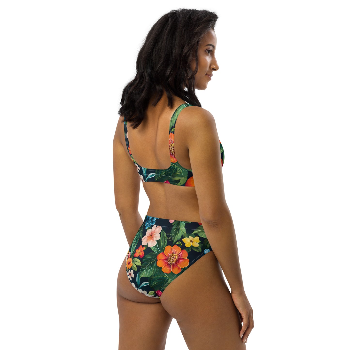 Fruitful Floral Fantasy high-waisted Bikini