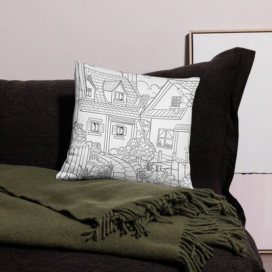 Inkspirational Charming Countryside Village Cushion Cover