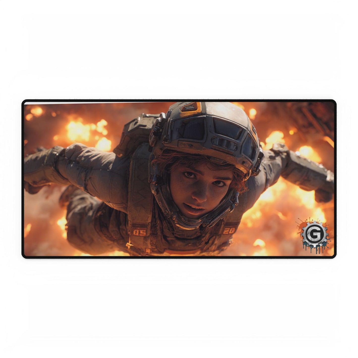 Gamer Desk Mat — Action Soldier Explosion Gaming Mousepad