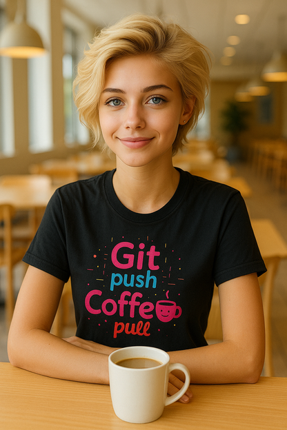 Git Push  Coffee Pull Unisex Heavy Cotton Tee