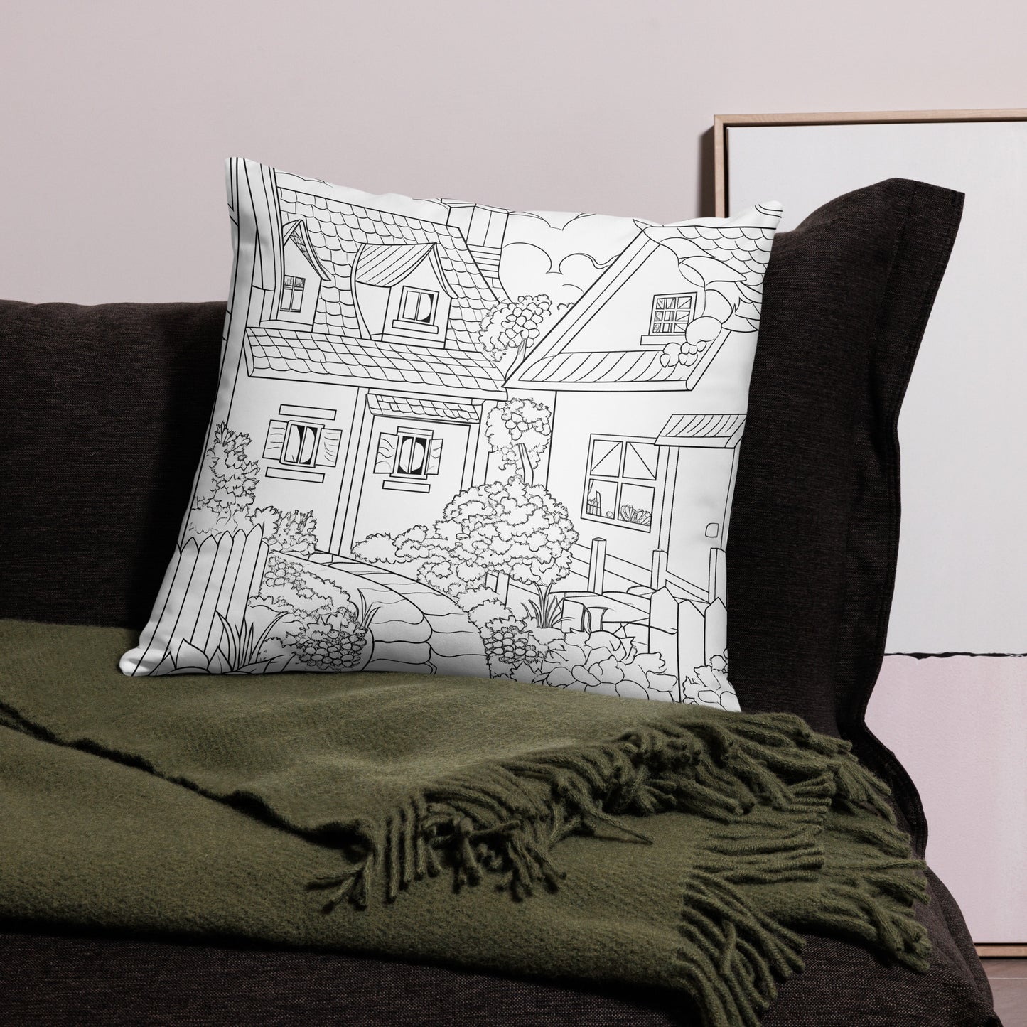 Inkspirational Charming Countryside Village Cushion Cover