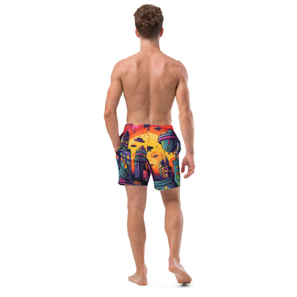 Cosmic Cyberfunk Encounter Men's swim trunks (Boardies)