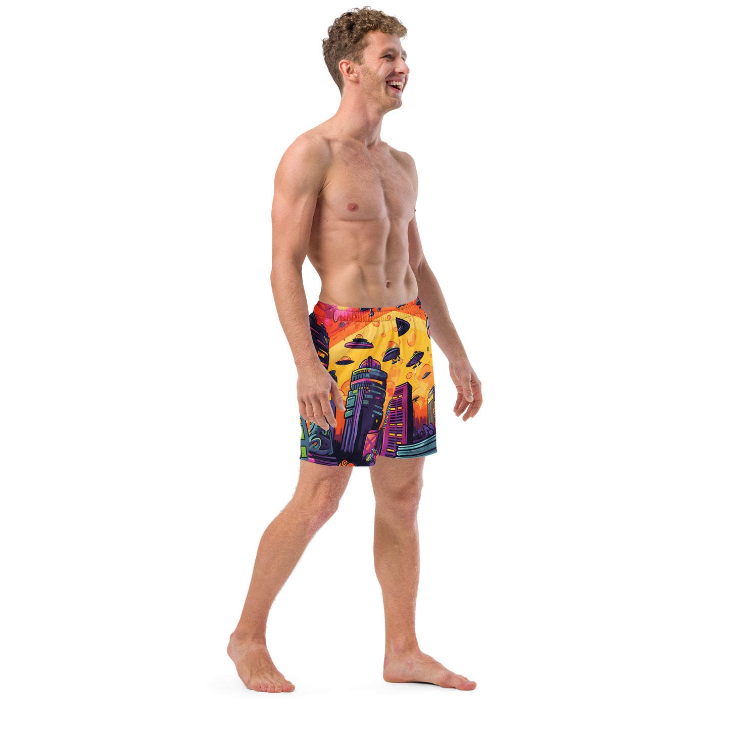 Cosmic Cyberfunk Encounter Men's swim trunks (Boardies)