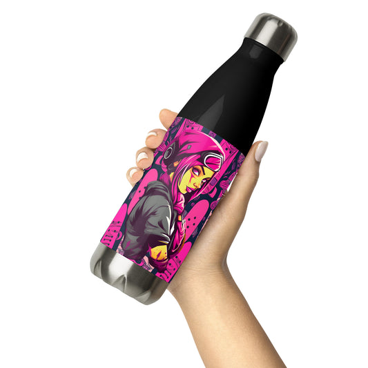 Xara Cyberpunk Skater Girl Stainless Steel Water Bottle