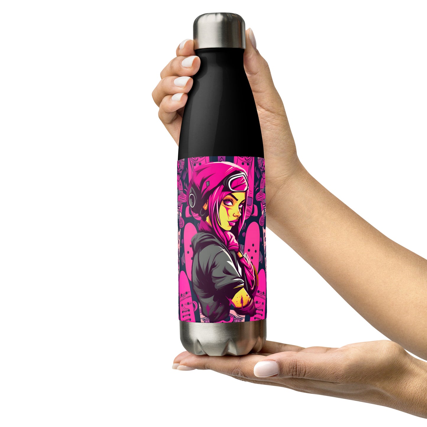 Xara Cyberpunk Skater Girl Stainless Steel Water Bottle
